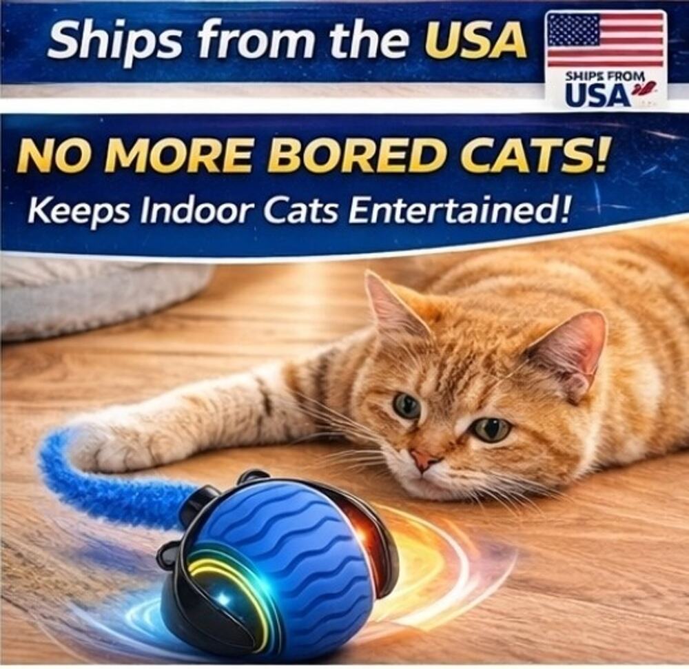 Smart Automatic Cat Toy Ball USB Rechargeable Auto Turn Interactive Pet Toy...